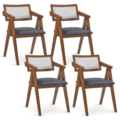 Ensemble de 4 chaises d'appoint modernes avec coussins de siège et dossier en sherpa Leathaire