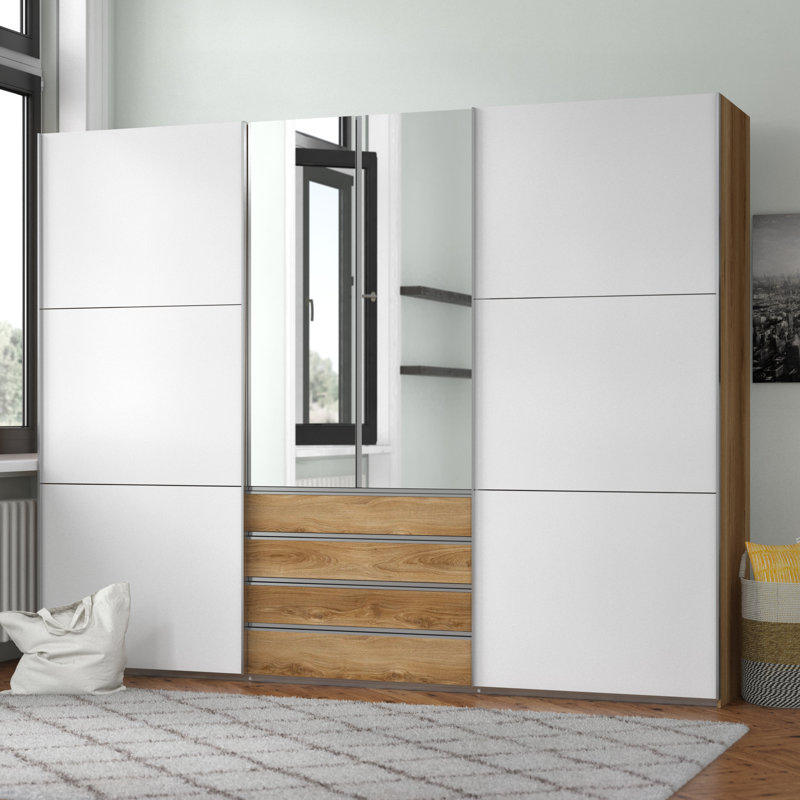 Branchburg 2 Door Manufactured Wood Wardrobe, White and light brown