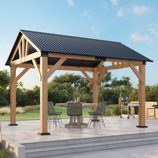 Hardtop Solid Wood Gazebo, Dark Gray