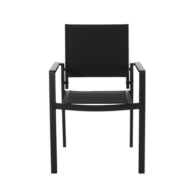 Chaise de salle à manger moderne - aluminium noir, assise en filet, structure en aluminium d'extérieur P 22 po x l 23 po H 34,08 po