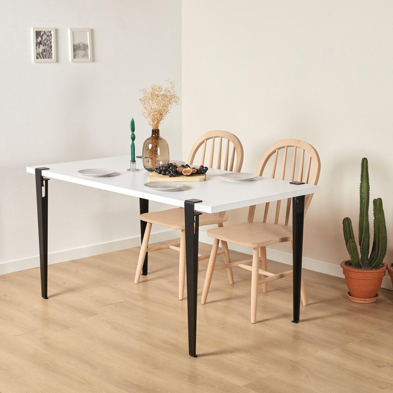 Ferro Beech Dining Table, Black, White, 75cm H x 60cm L x 120cm W