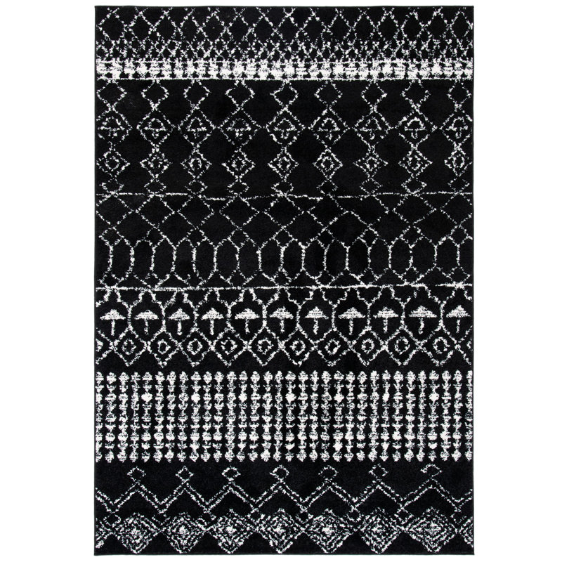 Tapis noir à motif géométrique Cobos, Rectangulaire 3 pi x 5 pi