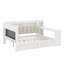 Lit de jour avec tablettes de rangement, tiroirs, station de charge, lumière DEL, bureau et tête et dossier rembourrés-586680087