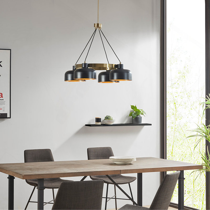 4-Light Metal Shade Chandelier