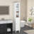 66.92" Tall Bathroom Storage Cabinet with Adjustable Shelves,Slim 1 Doors Freestanding Cabinet with Anti-Tip, Open compartments, for Home, Small Spaces, Bathroom,Kitchen, Living Room, White