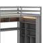 Structure de lit mezzanine avec garde-robe et bureau intégrés, tablettes et lumières DEL, lit mezzanine peu encombrant avec station de charge-730787306