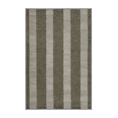 Machine Washable Checkered Gray Area Rug