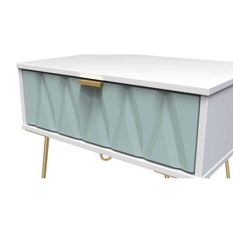 Baturhan 58cm W Manufactured Wood Bedside Table, Duck/White