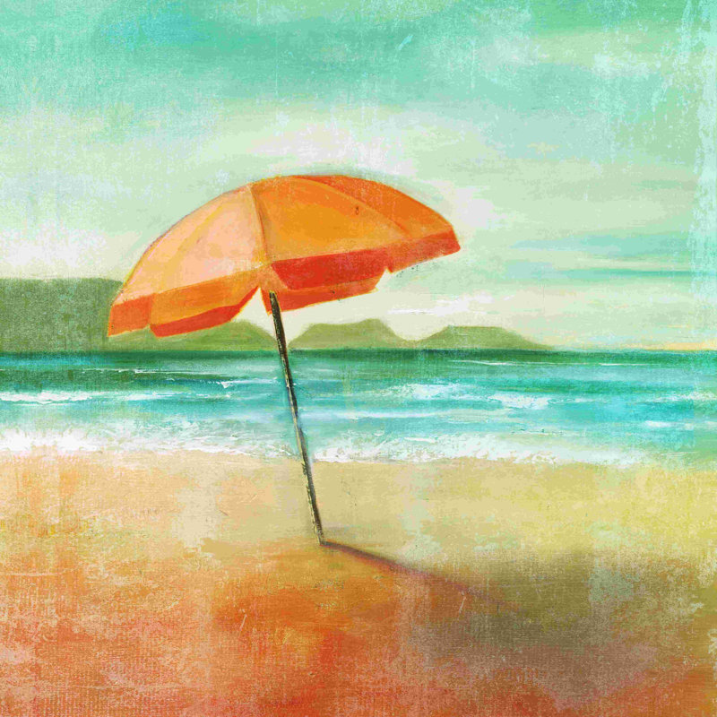 Beach Umbrella - peinture sur toile tendue, H 12 po x l 12 po