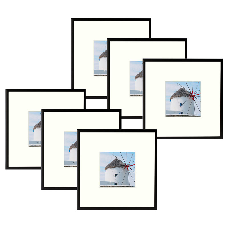 Drennon Metal Picture Frame, Aluminum Photo Frames for Table Top and Wall Mounting, Black, 8" x 8" Matted to 4" x 4"