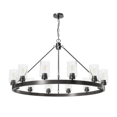 Hartland 12 - Light Wagon Wheel Chandelier