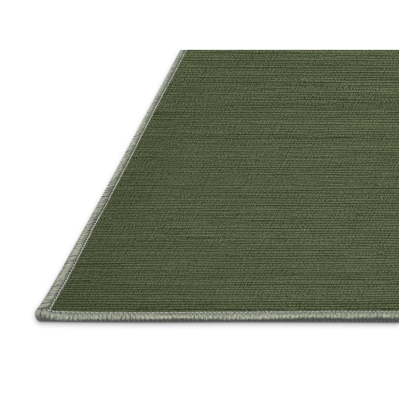 Machine Washable Solid Green Area Rug, Square 5'