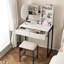 Petit bureau de coiffeuse avec miroir et lumières, coiffeuse de maquillage avec miroir DEL et prise de courant-76758061
