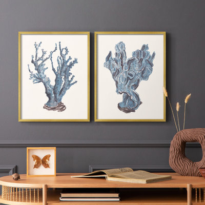 Indigo Reef I-Premium, reproduction encadrée prête à accrocher - aucun clou requis - aucun clou requis