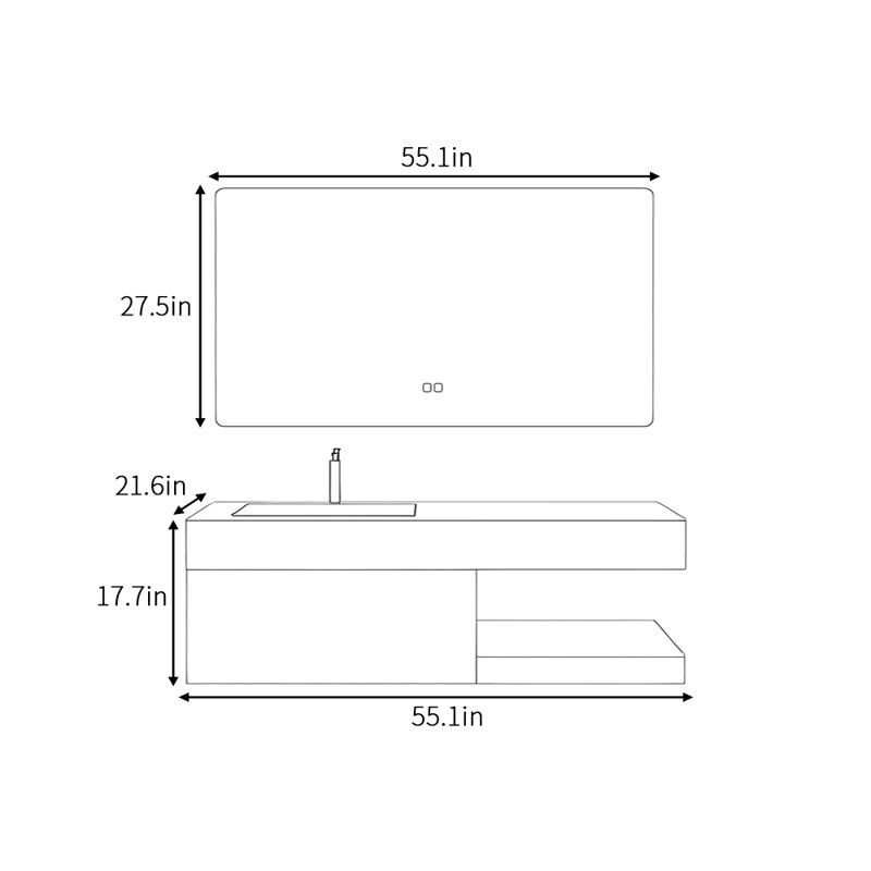 Redner, 17.7" H x 55.1" W x 21.6" D