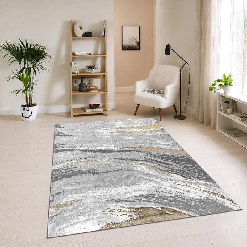 Abstract Flatweave Kilim Area Rug, Ochre, Rectangle 200 x 290 cm