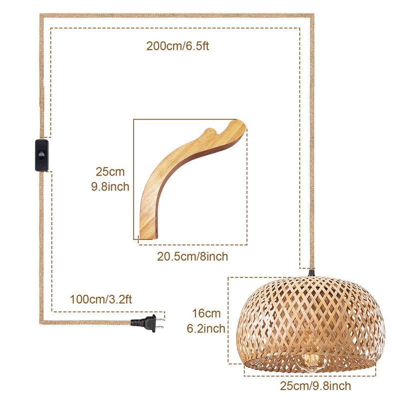 Witherbee Rattan Plug-in Armed Sconce, No