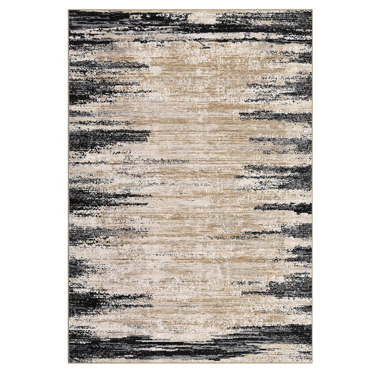Abstract Machine Washable Rug with Rubber Backing for Living Room Modern Non-Slip Dining Room Rug Easy-Cleaning Floor Carpet for Bedroom Office