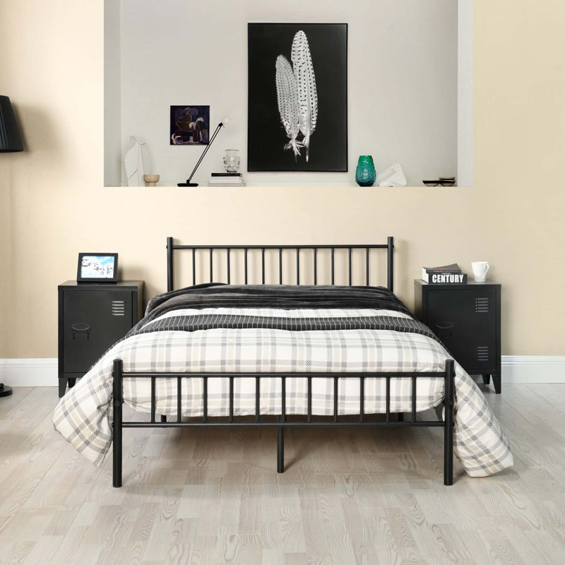 Aurora-Leigh UK Small Double - DE 120 X 190 Cm Metal Bed, Black