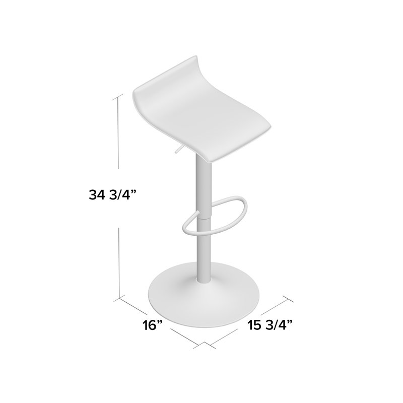 Tabouret de bar à hauteur réglable Camargo, Blanc