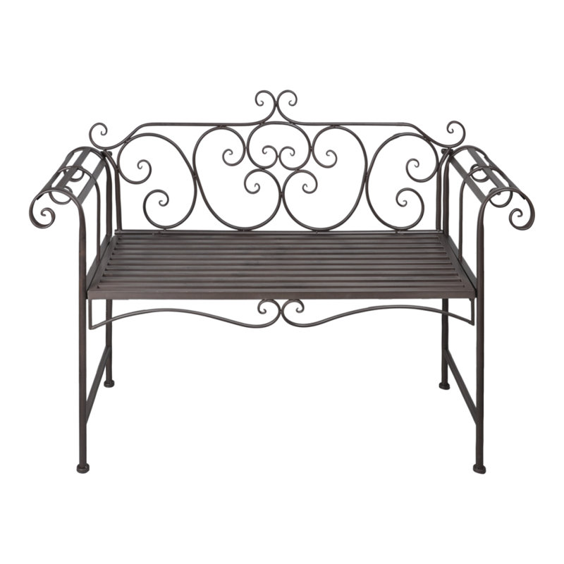 Congo Metal Outdoor Bench, Antique Brown