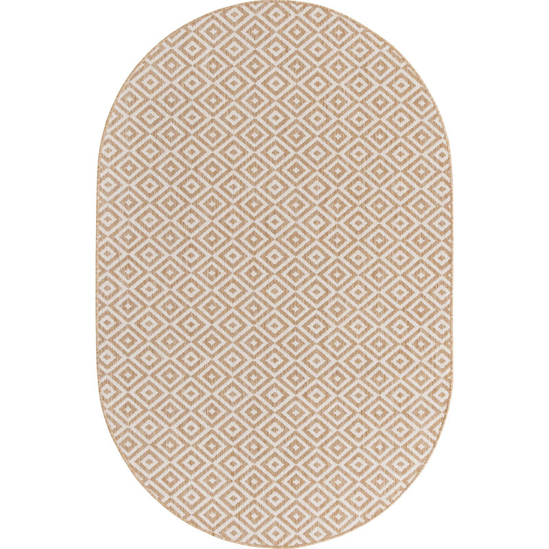 Outdoor Destiny Area Rug Bone Color, Oval 5'3" x 8'