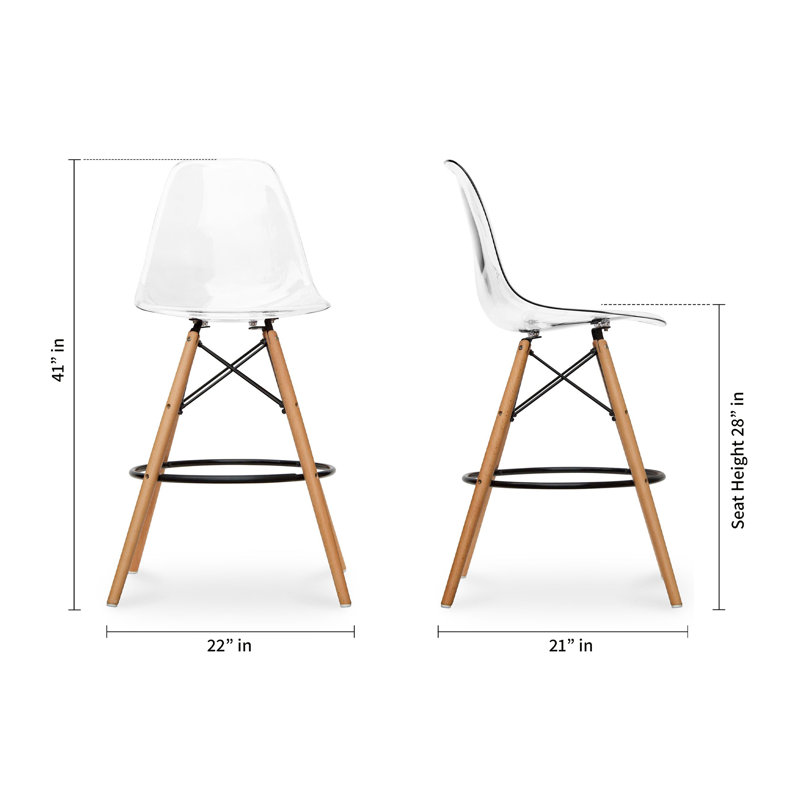 Tabouret de comptoir Johanan, noir, Transparent