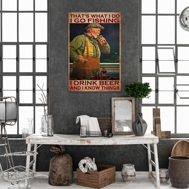 «I Go Fishing I Drink Beer», impression sur toile rectangulaire 1 pièce «I Go Fishing I Drink Beer»