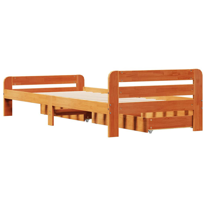 Bed Frame Without Mattress Wax Brown Solid Wood Pine