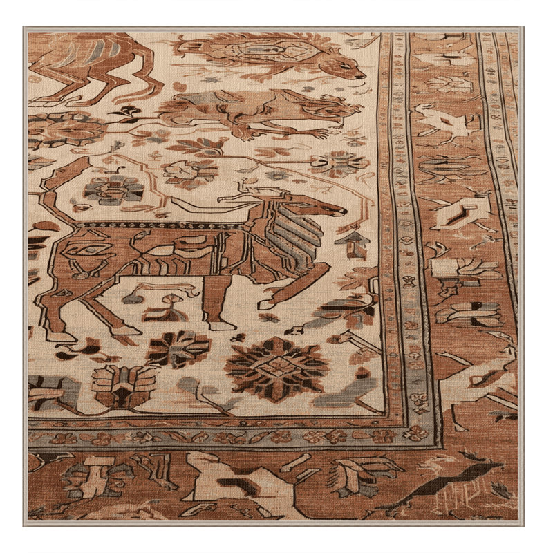 Tapis brun lavable à la machine, Carré 6 pi