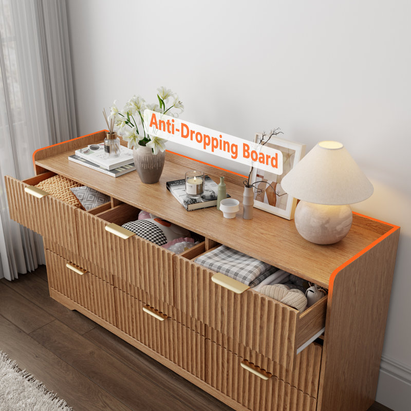 Commode 9 tiroirs l 57,9 po de large avec poignées en métal