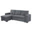 Canapé-lit modulaire réversible en tissu tissé gris de 95 po avec porte-gobelet de rangement Toby