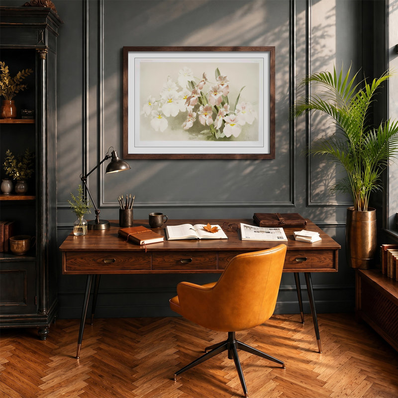 Magnolia Flowers Illustration Tab. 29 by Frederick Sander - Picture Frame Painting Print, Walnut Framed