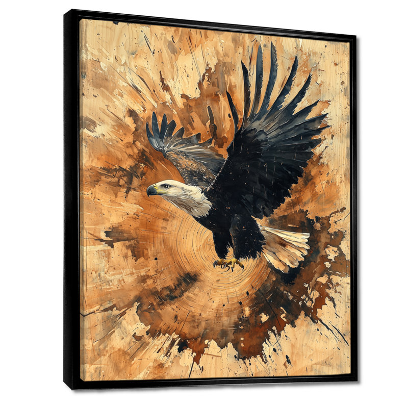 Tête d'aigle Knauer sur une glissoire en bois II - aigle, art mural, Noir, Impression encadrée flottante, H 20 po x l 12 po