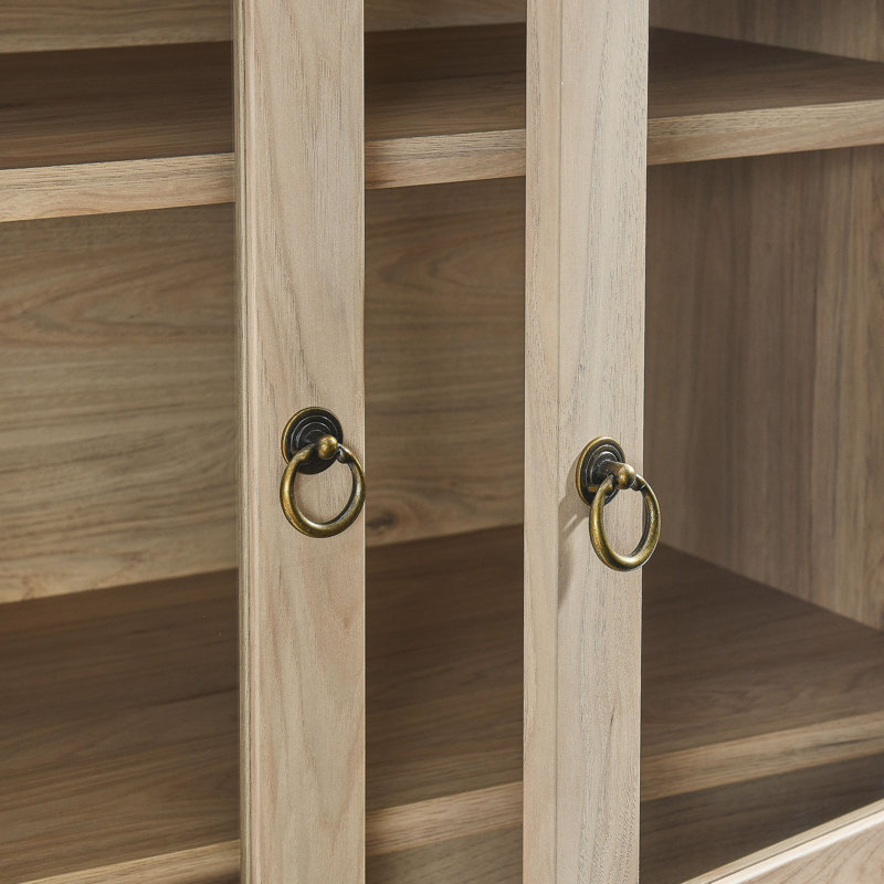Nolan Tall Arched Storage Display Cabinet In Walnut Hickory, Light Oak