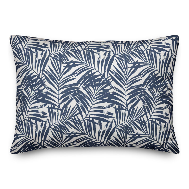 Floral Throw Pillow, Navy