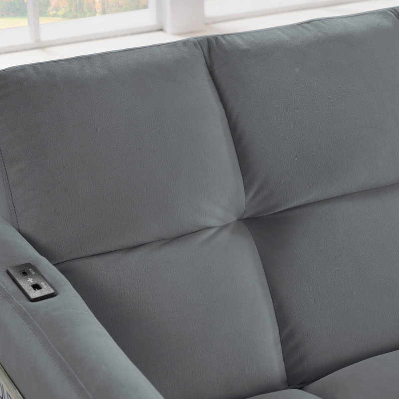 Velvet Futon Couch Convertible Folding Sofa Bed Tufted Couch For Apartment, Gray