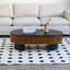 Table basse elliptique de 43,7 po - rangement dissimulé, plateau amovible - noir / noyer-129581411