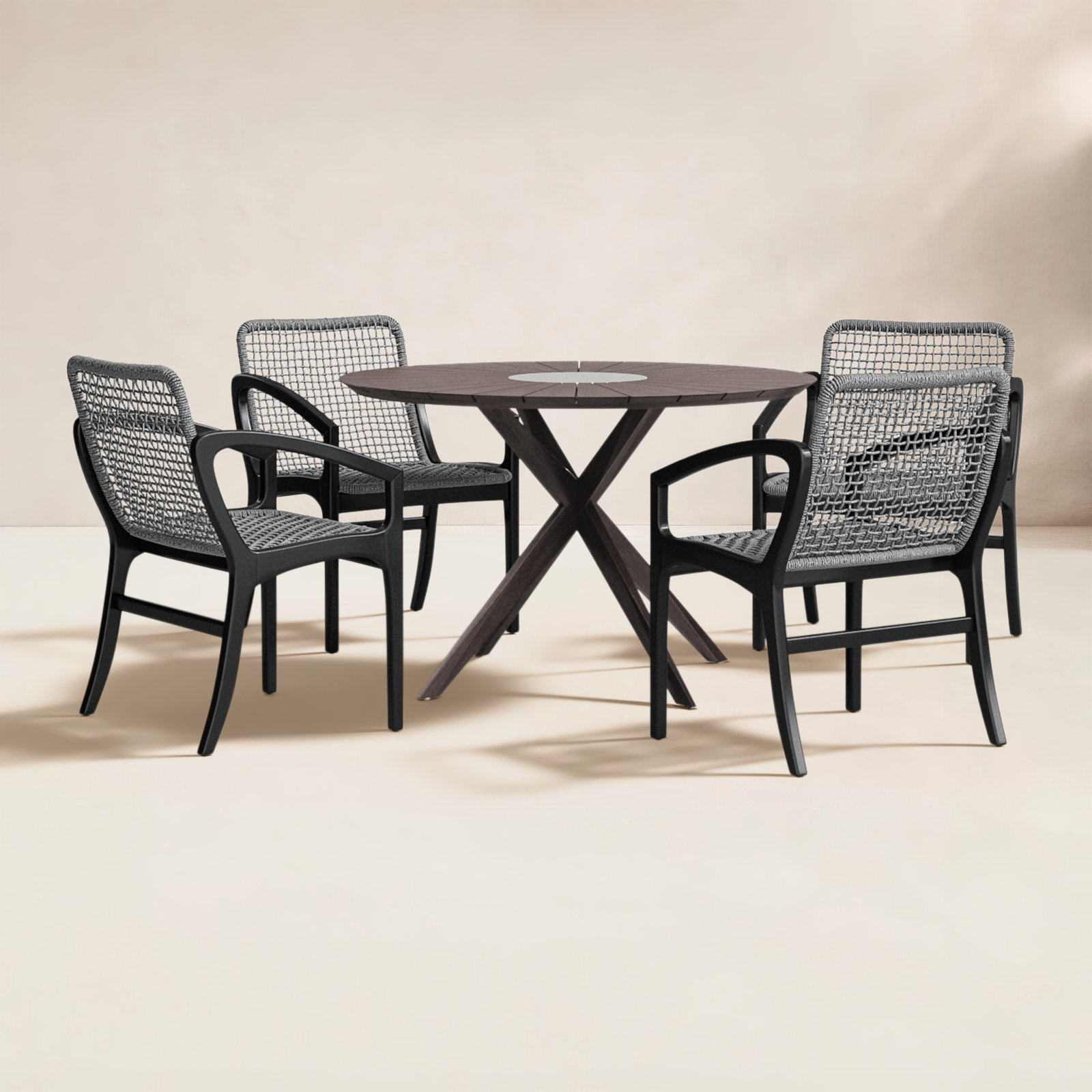 Jaylon 47'' Round 4 - Person Outdoor Dining Set, Gray