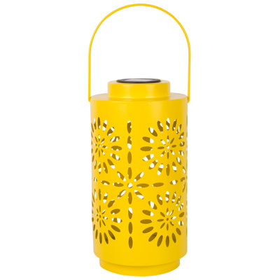 12"H Yellow Flower Solar Lantern