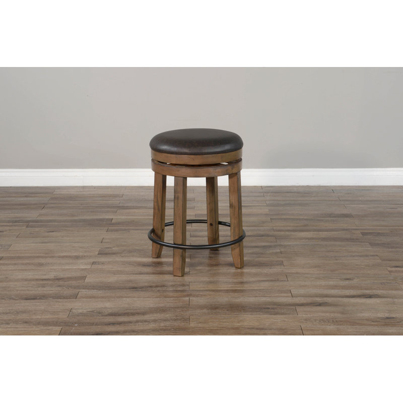 Schneck Swivel Upholstered Counter Stool with Solid Wood Frame, Counter Stool (24" Seat Hight), Buckskin