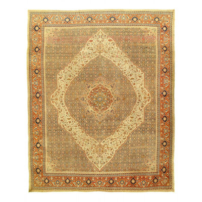 One-of-a-Kind 10'x13' Wool Area Rug Beige , Gray , Brown , Rust