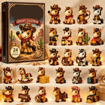 Resin Landscaping Advent Calendar 24-Day Farm Figurine Collection Gift Box Contains 24 Acrylic Figurines