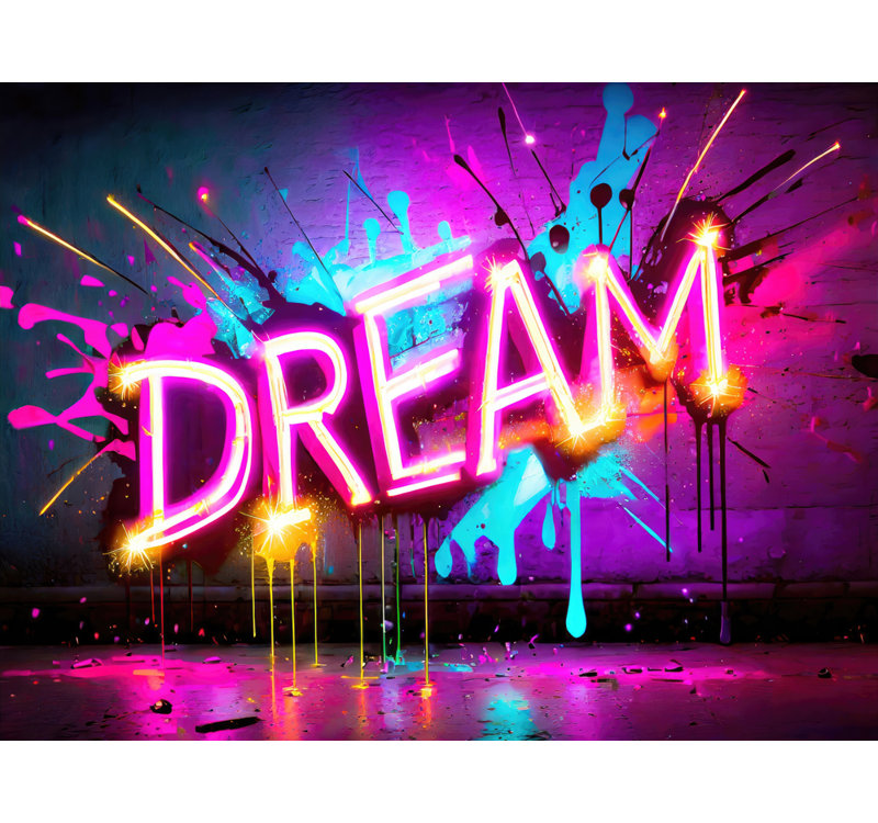 «Neon Graffiti Dream 23» par Stephen Chambers, reproduction sur toile tendue, H 15 po x l 18 po x P 1,5 po