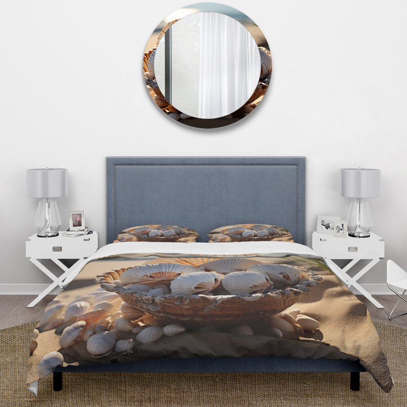 Ensemble de housse de couette en microfibre / polyester Beach Photo Seashell Sonata I
