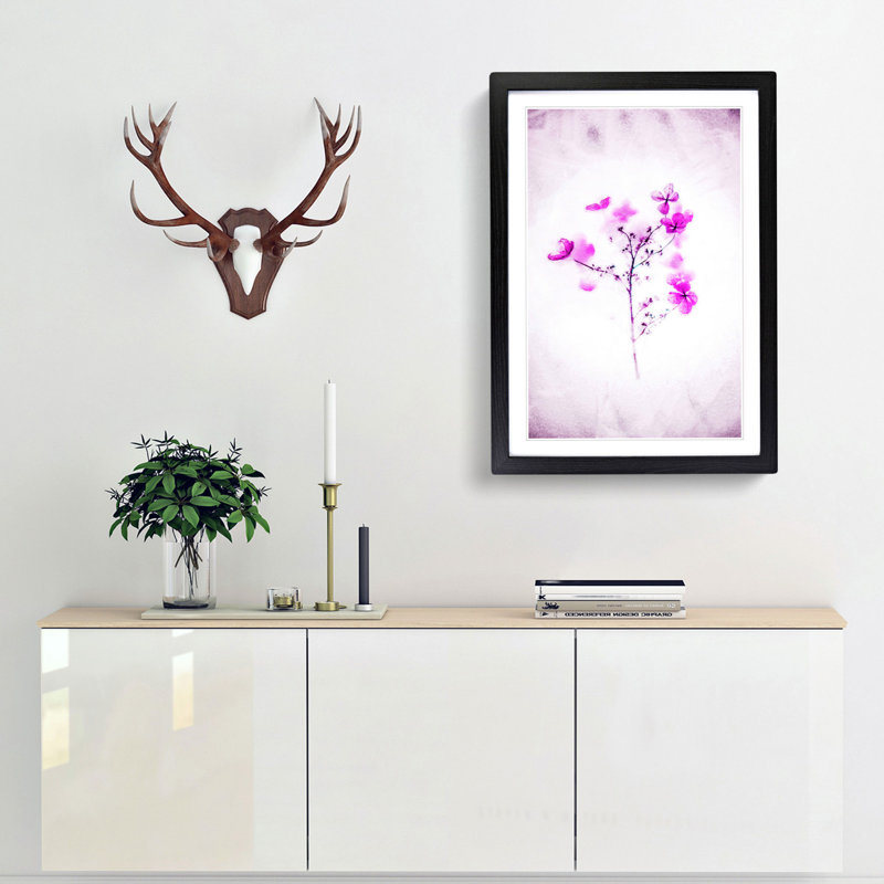 Hydrangeas in Abstract - Framed Print, 60cm H x 40cm W x 2cm D, Black