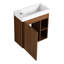 Meuble-lavabo flottant de 20 po, lavabo en résine, porte à fermeture en douceur, aspect contemporain, meuble-lavabo mural moderne au fini noyer, 20 po, compact, sanitaire, couleur