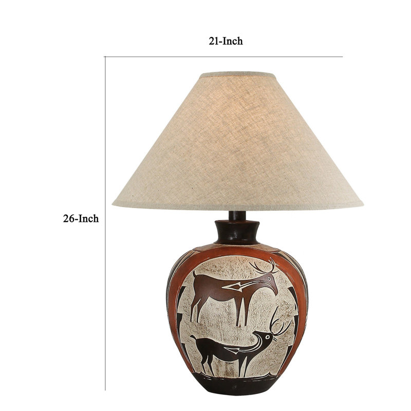 Lampe de table Eugenery, Orange / brun / gris