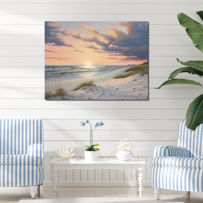 «Ocean Serenity Gentle Pink Pastel Beach Sunset - Coastal Beach», reproduction sur toile