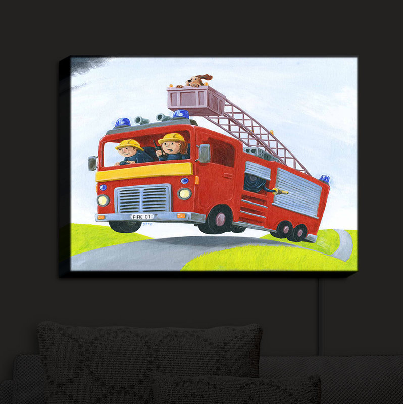 « fire truck », reproduction sur tissu